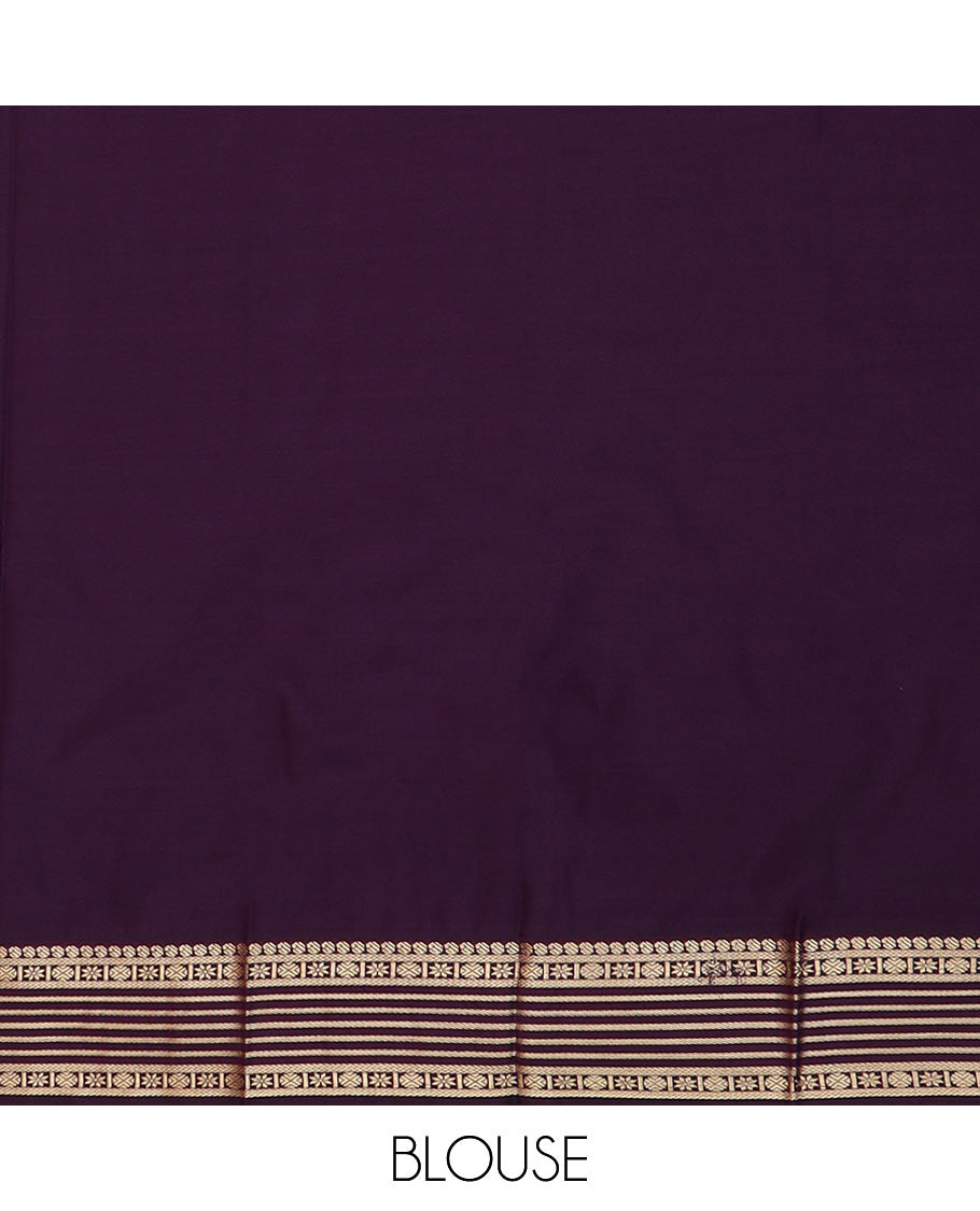 Orange zari buttas budget silk saree, contrast traditional zari border, and jaal pallu