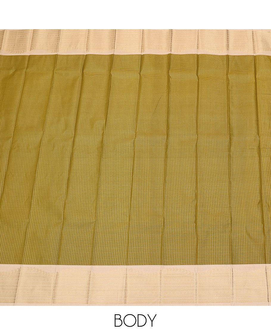 Green checked budget silk saree, contrast traditional zari design birder, and jaal pallu