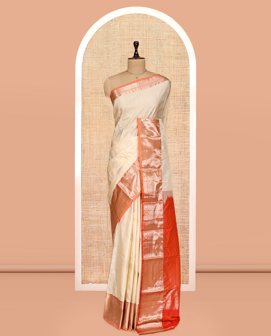 Off-White Zari Buttas  Gift Saree
