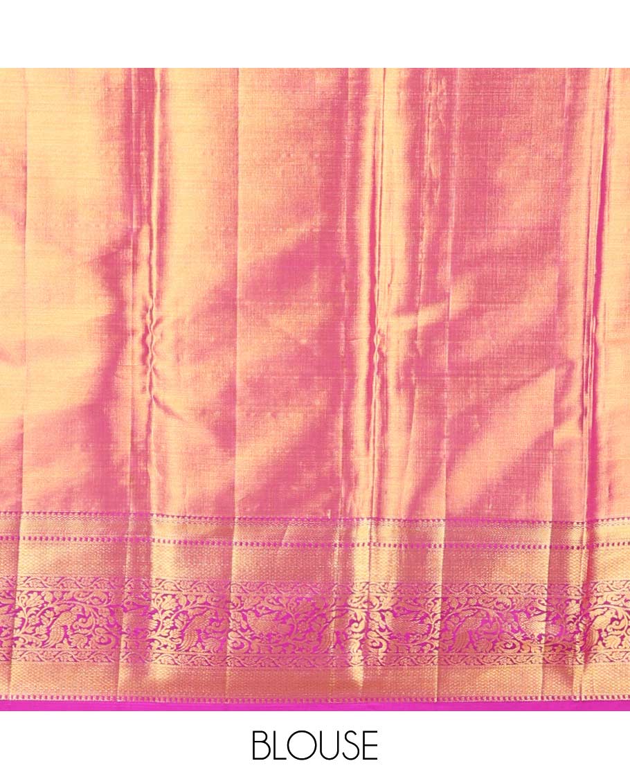 Purple floral jacquard kancheepuram silk saree with contrast zari design border & floral design pallu