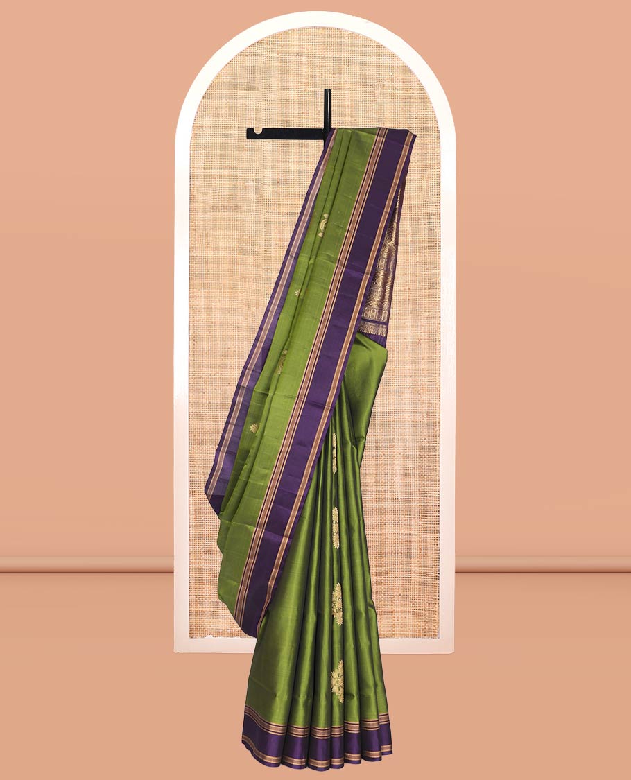 Leaf Green Mayuri Lite Silk Mix Saree