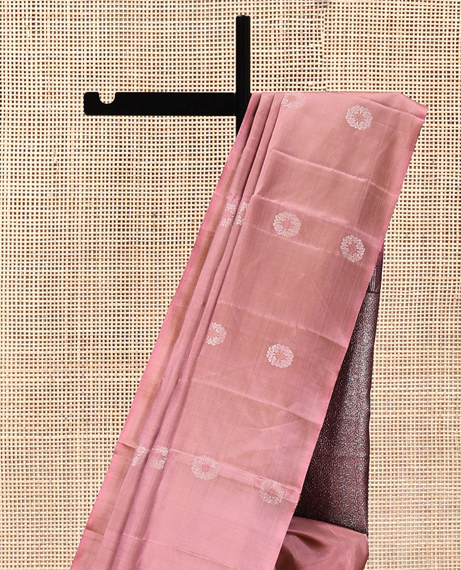 Borderless Onion Pink Mayuri Soft Silk Saree