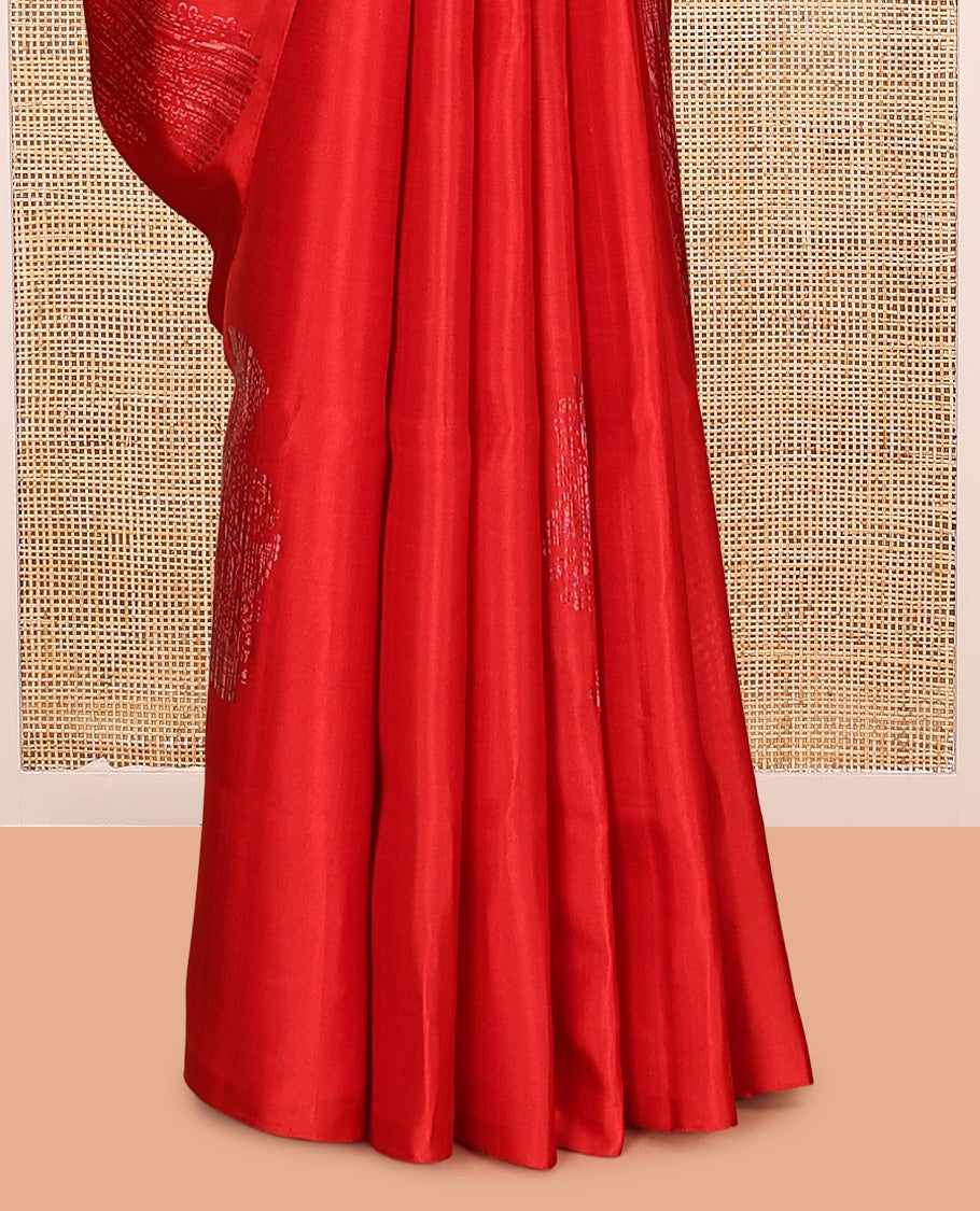 Borderless Red Mayuri Soft Silk Saree