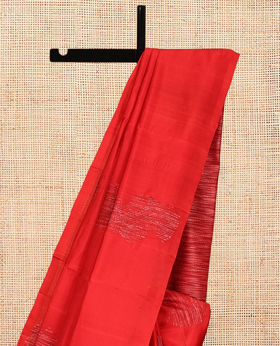 Borderless Red Mayuri Soft Silk Saree