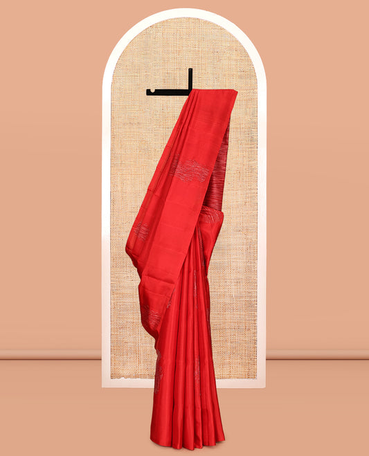 Borderless Red Mayuri Soft Silk Saree