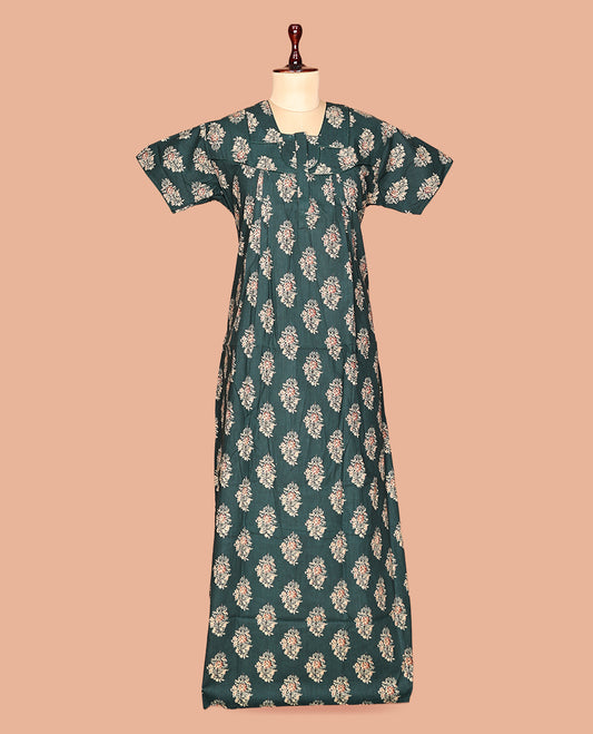 Green Cotton-Blended Nighty