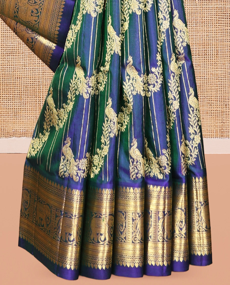 Blue Jacquard Venkatagiri Silk Saree, a Traditional Zari Border, Jaal Pallu, and a Matching Blouse