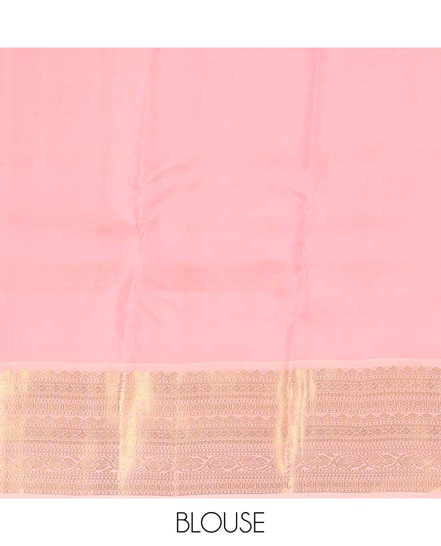 Blue zari buttas Vasundhara silk mix saree, contrast thilakam, neli, diamond, muthu, banaras, and kodi visiry designs, and jaal pallu