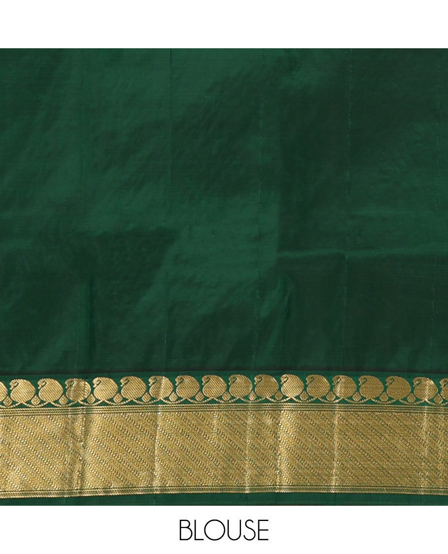 Maroon zari buttas Bangalore silk saree, contrast traditional zari border, and floral jaal pallu