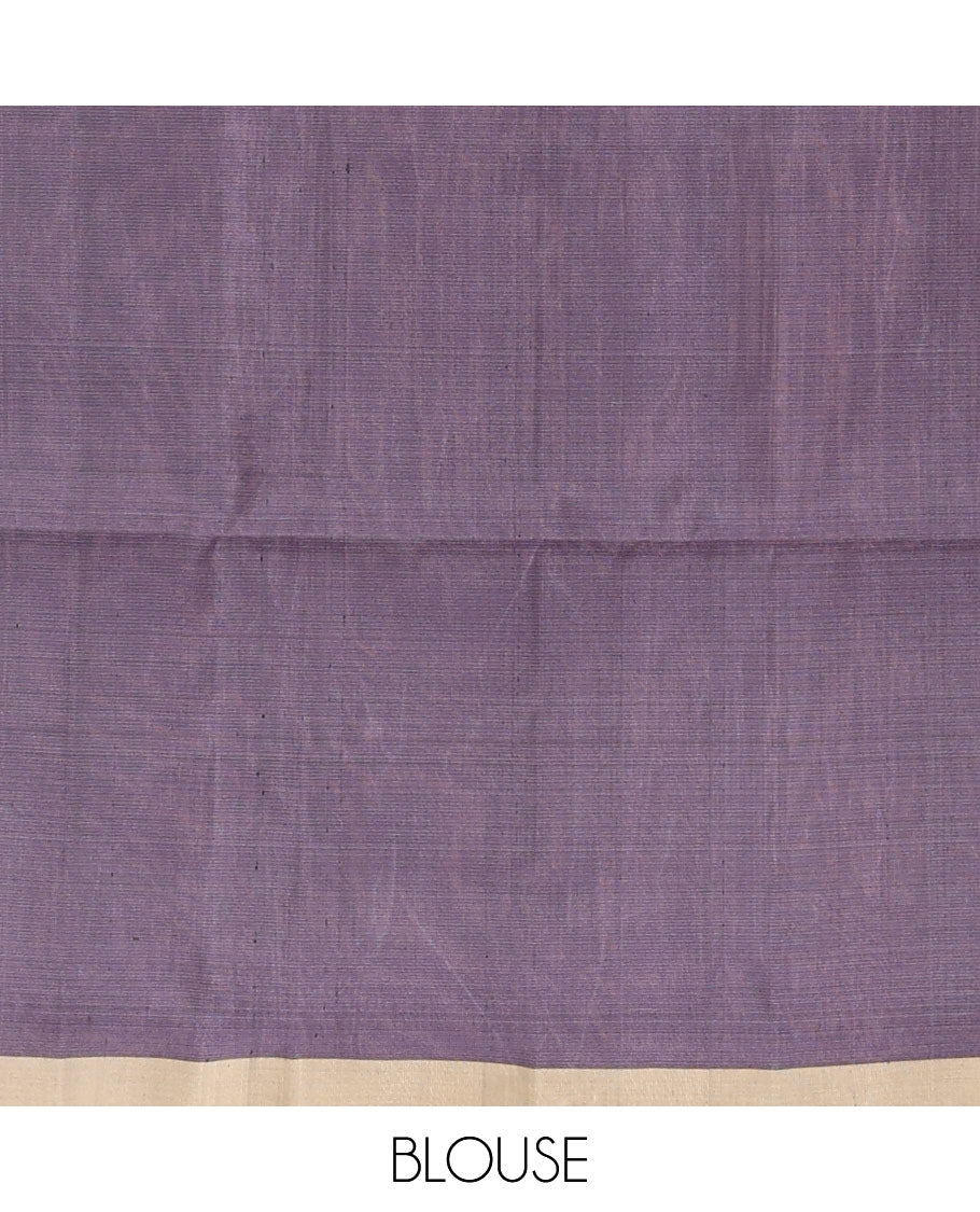 Grey stripes & triangle motifs soft silk saree, zari border & geometric patterned pallu