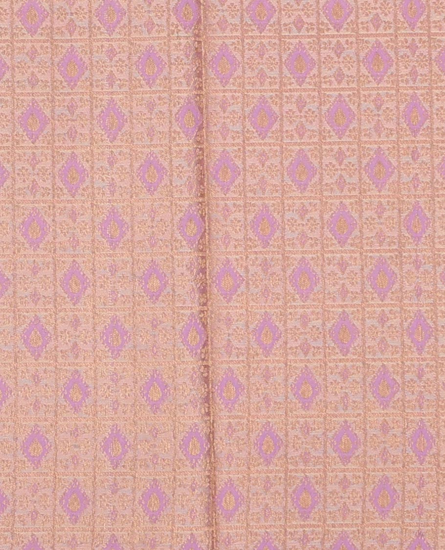 Pink jacquard pure-mix half saree,contrast zari design dhavani,zari border & blouse steeped with traditional zari designs