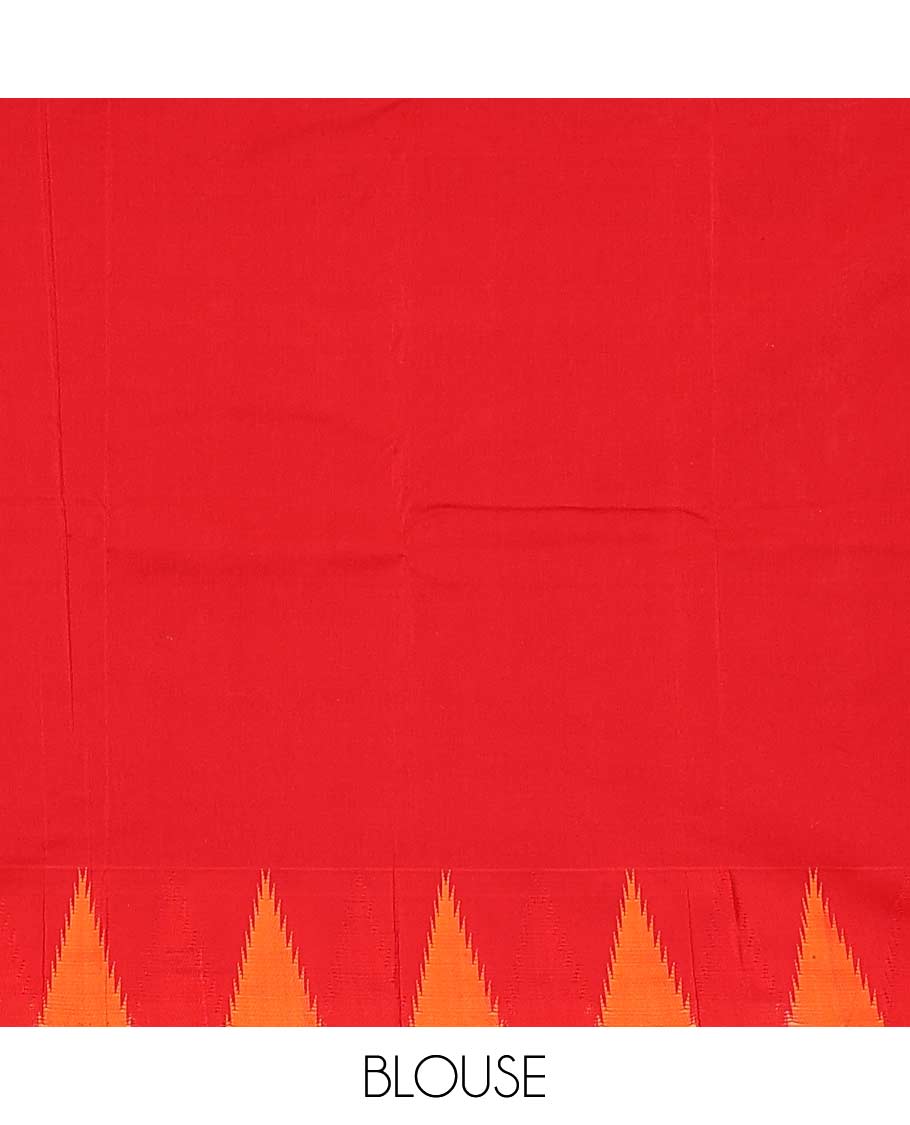 Blue plain Bangalore silk saree, contrast temple border, and striped pallu