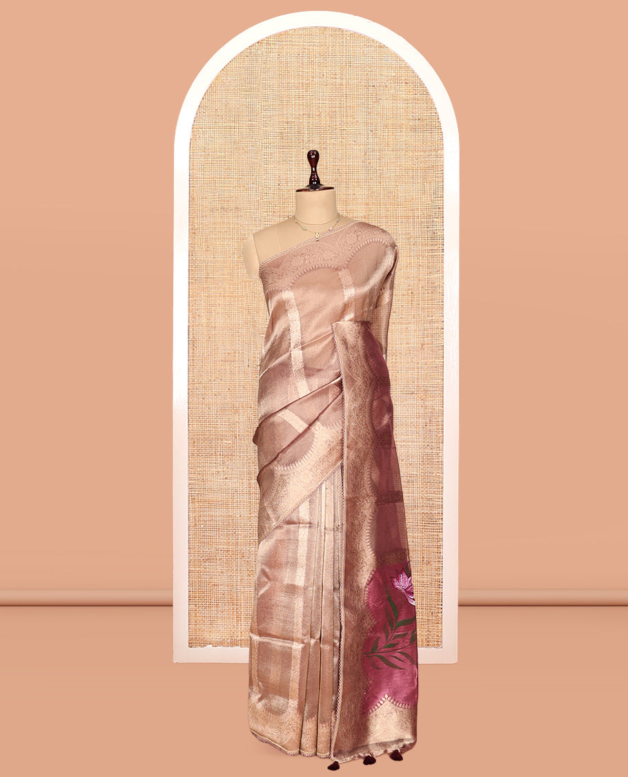 Onion Pink Fancy Organza Saree