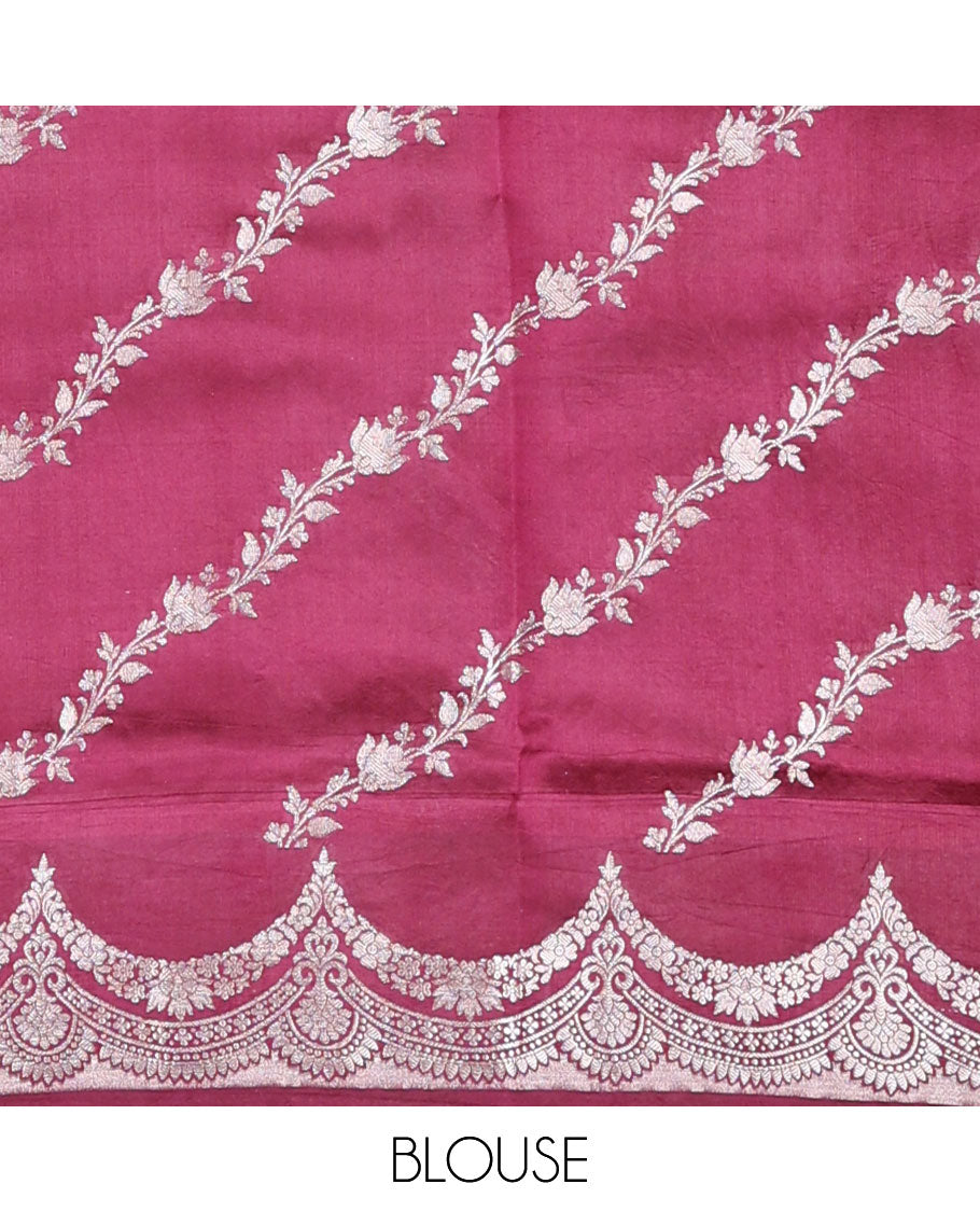 Yellow zari buttas raw mango silk saree, zari border of scallop designs & jaal design pallu