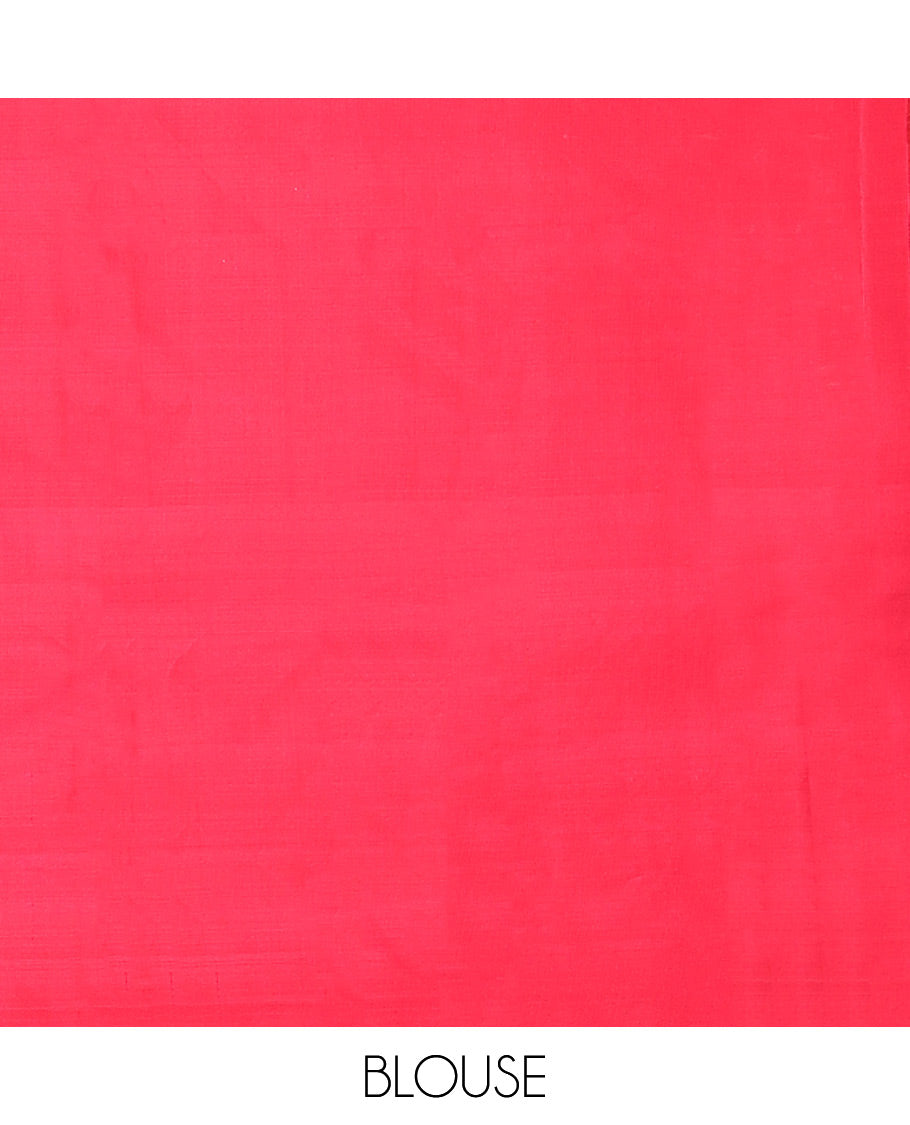 Borderless multi-color checked, buttas kancheepuram silk saree with floral design pallu