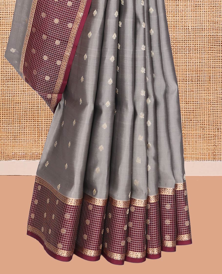Grey Mayuri Lite Silk Mix Saree
