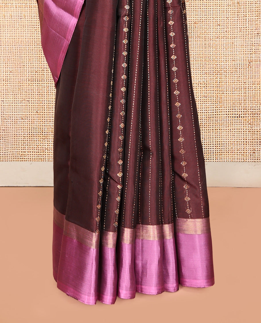 Brown Mayuri Lite Silk Mix Saree