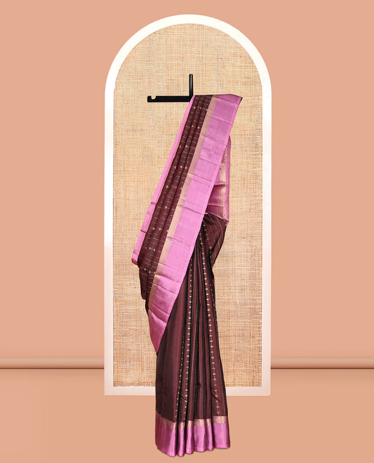 Brown Mayuri Lite Silk Mix Saree