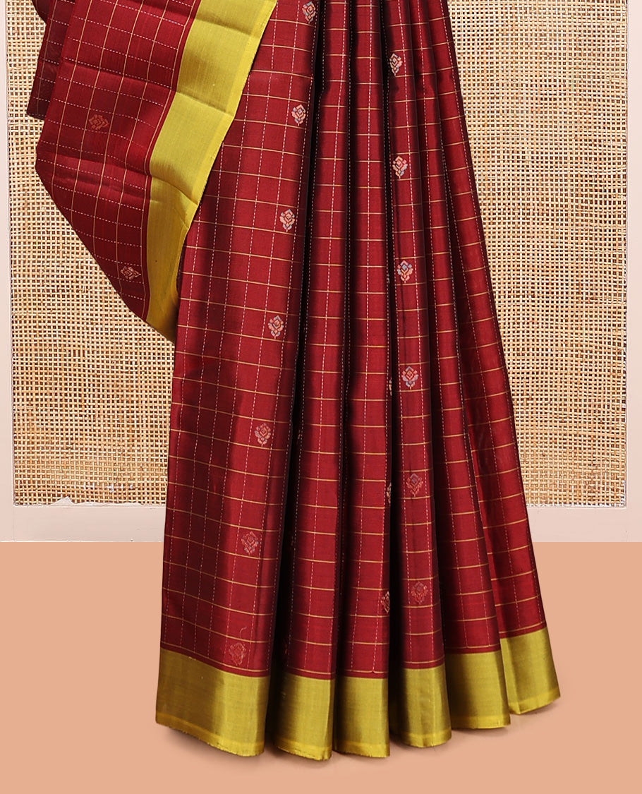 Red Checks Mayuri Lite Silk Mix Saree