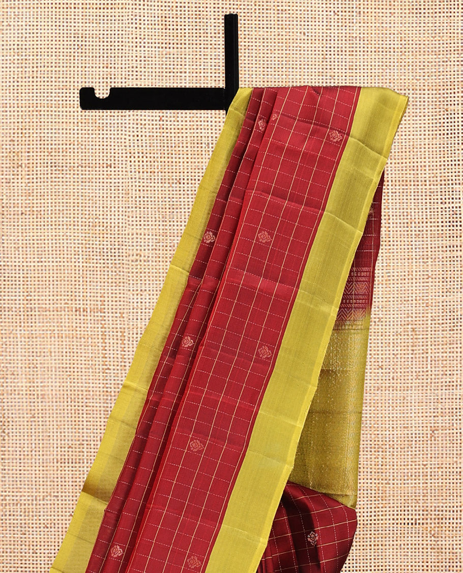 Red Checks Mayuri Lite Silk Mix Saree