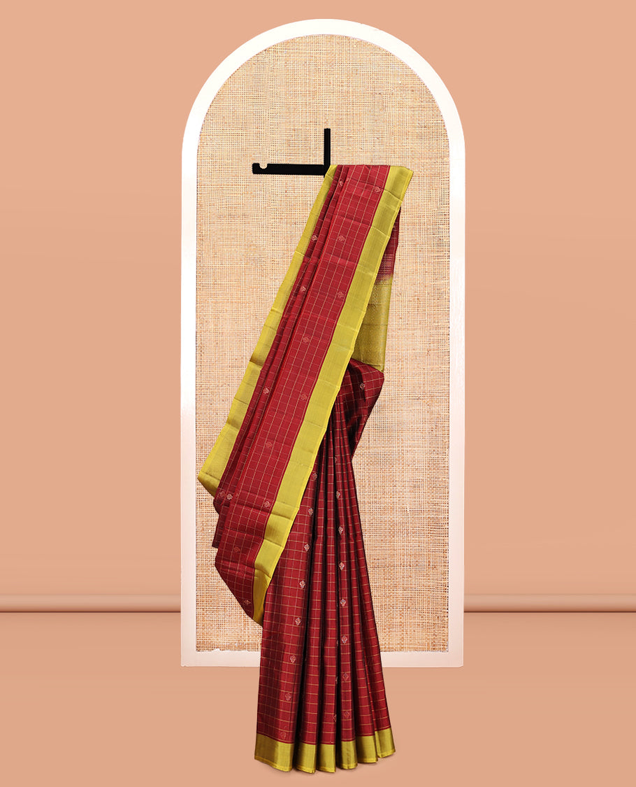 Red Checks Mayuri Lite Silk Mix Saree