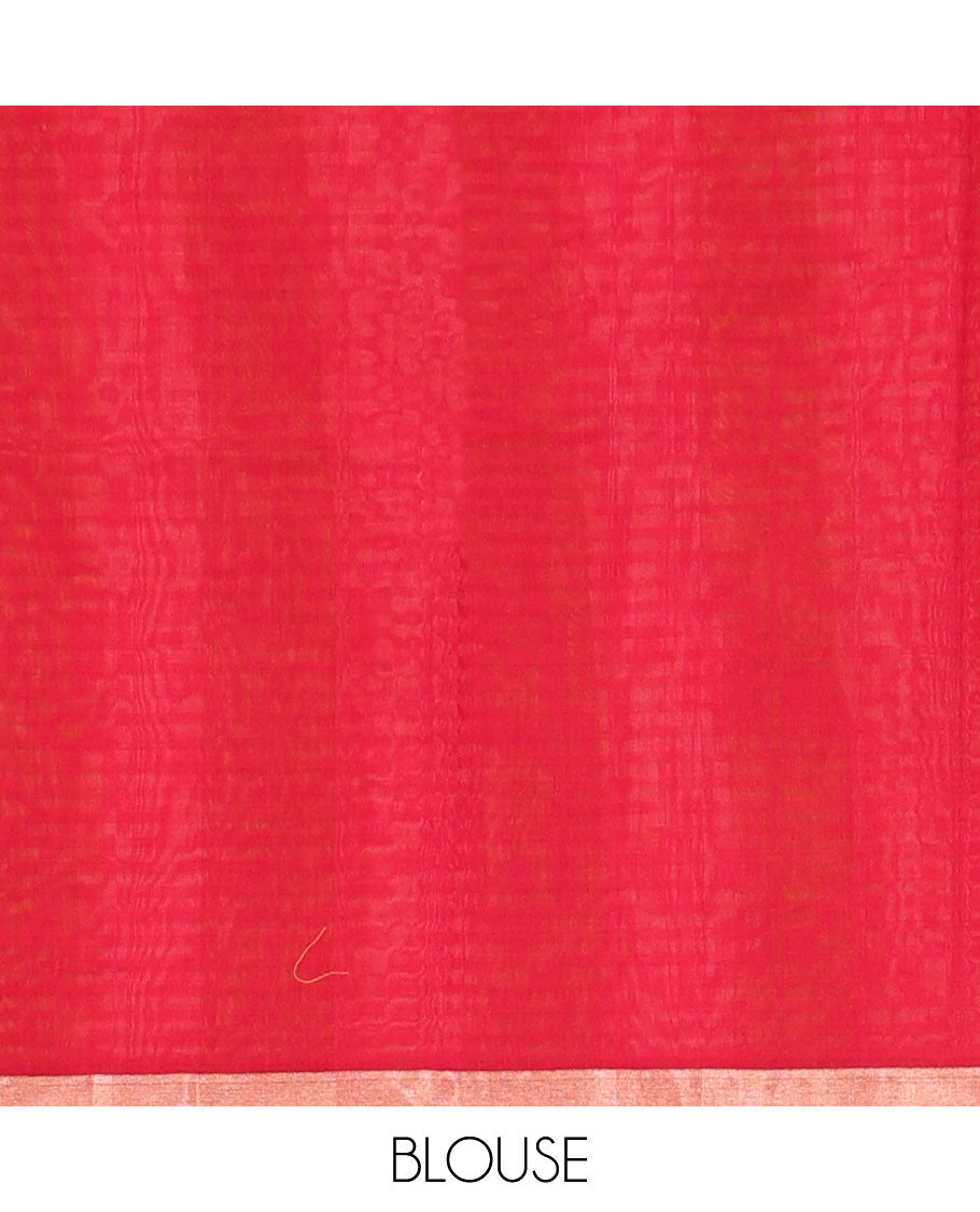 Green striped silk cotton saree, zari piping border, and contrast zari design pallu