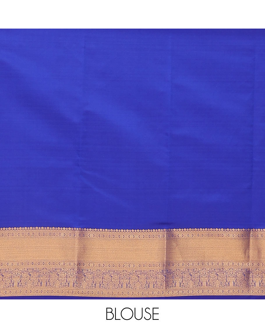 Orange Vasundhara Lite Silk Mix Saree Highlighted with Zari Buttas, Contrasting Zari-Woven Border with Traditional Designs, a Luxuriously Woven Pallu of Jaal Design, Along with a Contrast Blouse