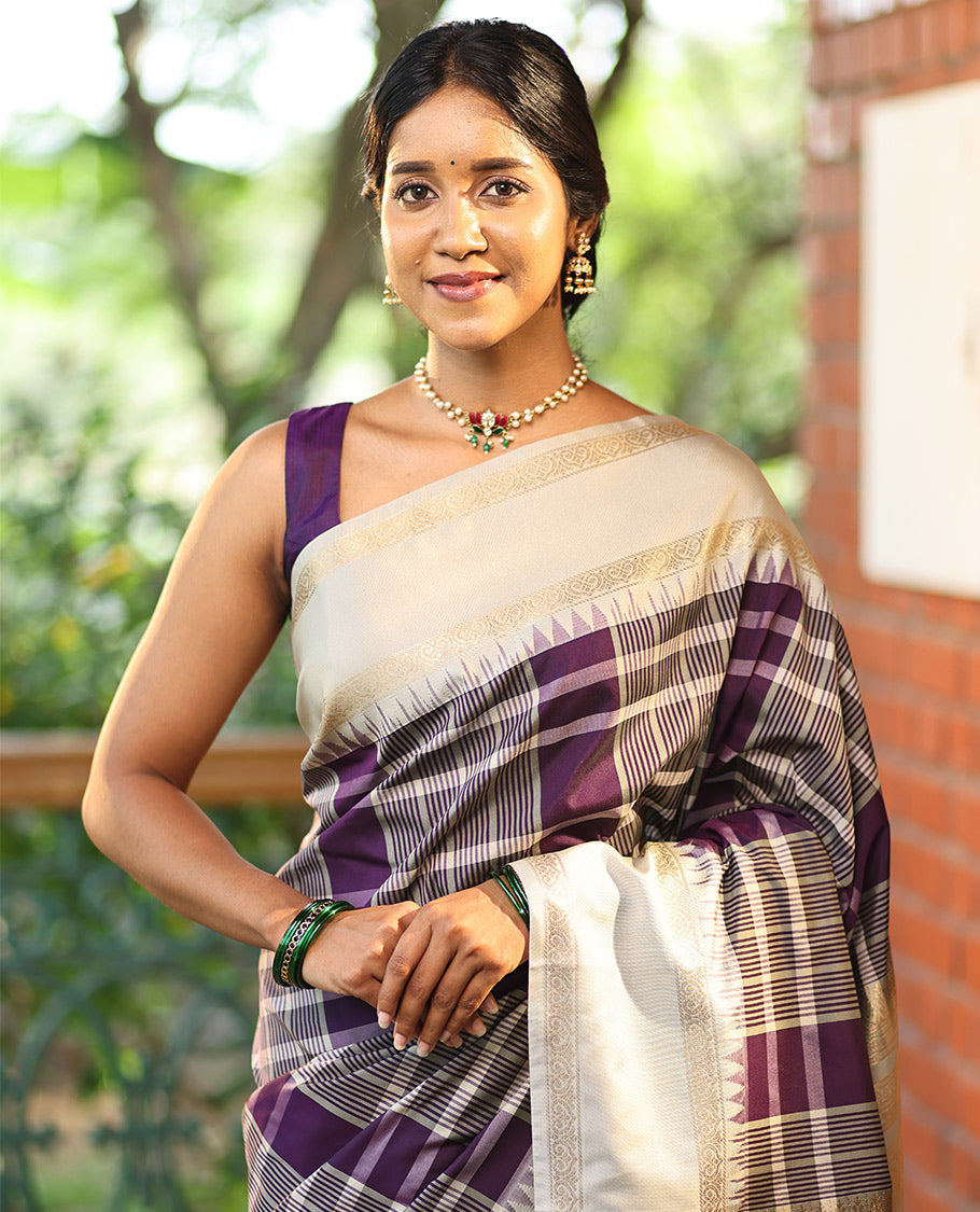 Purple Art Tana Silk Saree