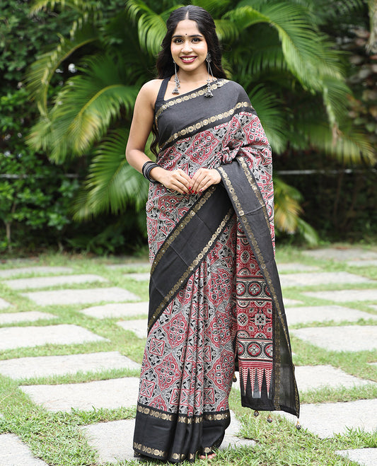 Black Dola Tussar Saree