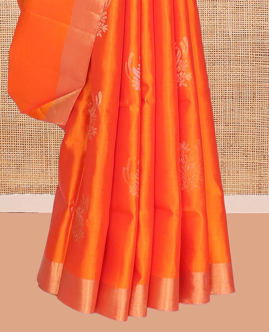 Orange Mayuri Lite Silk Mix Saree