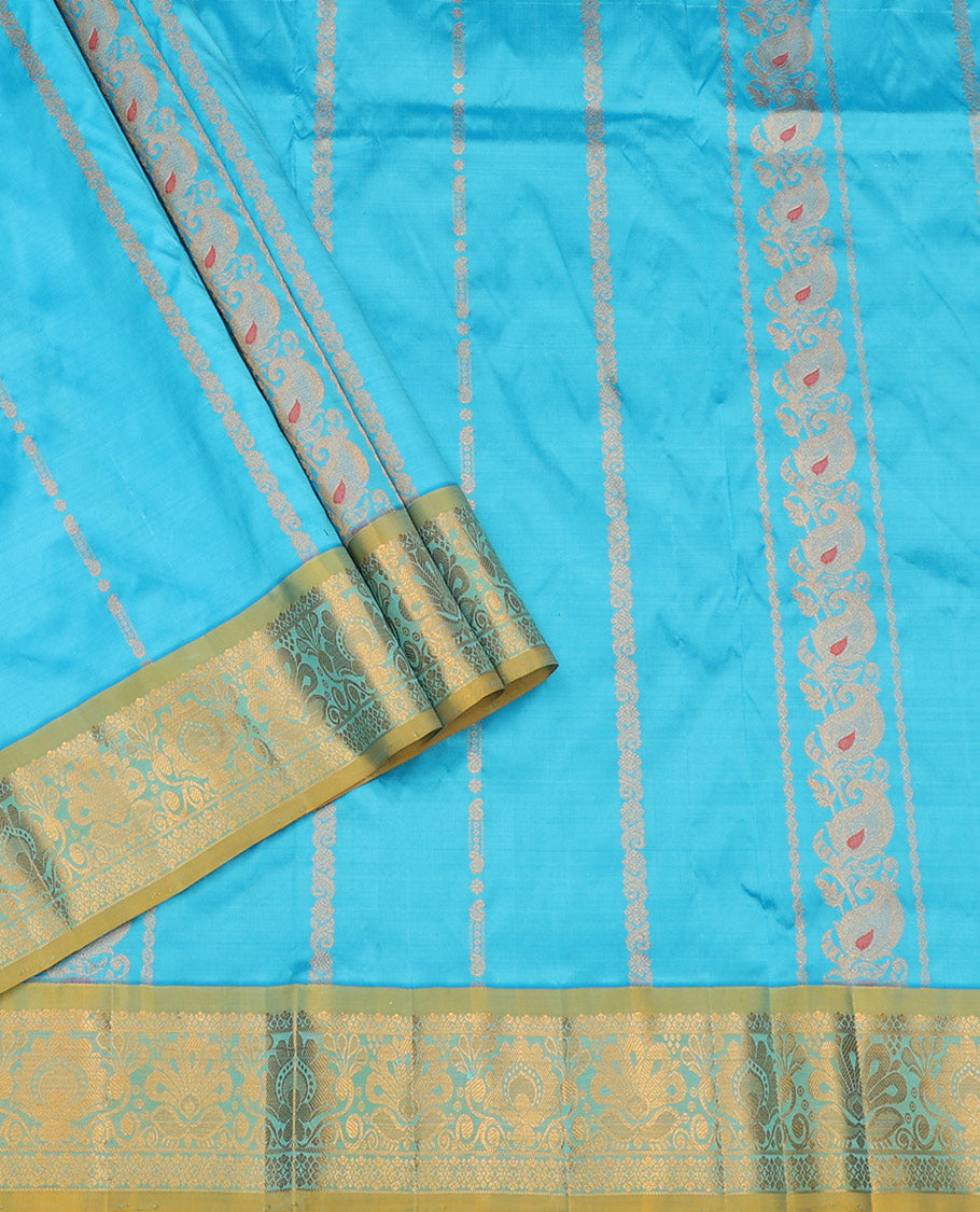 Blue Pure-Silk Half-Saree