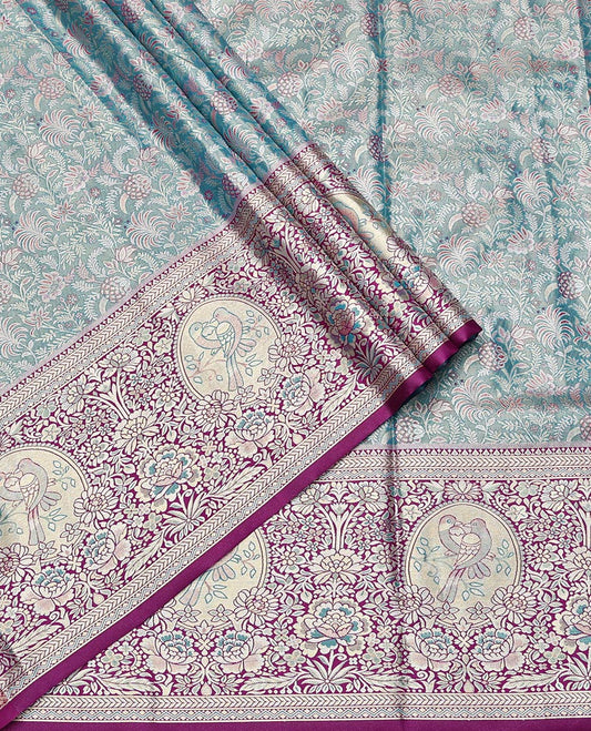 Blue Art Silk Half-Saree