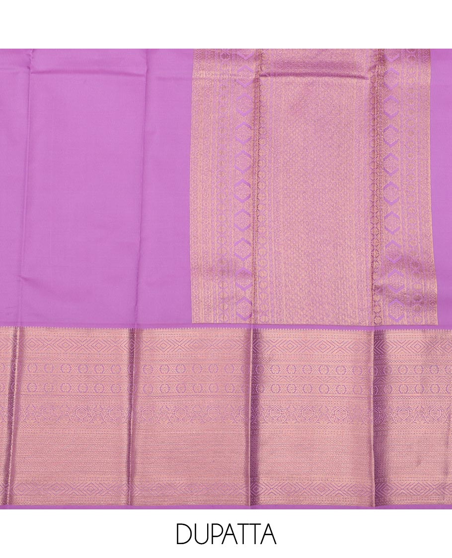 Yellow jacquard pure-mix halfsaree,contrast zari design dhavani,zari border & blouse of diamond, kamalam & then kuli kann