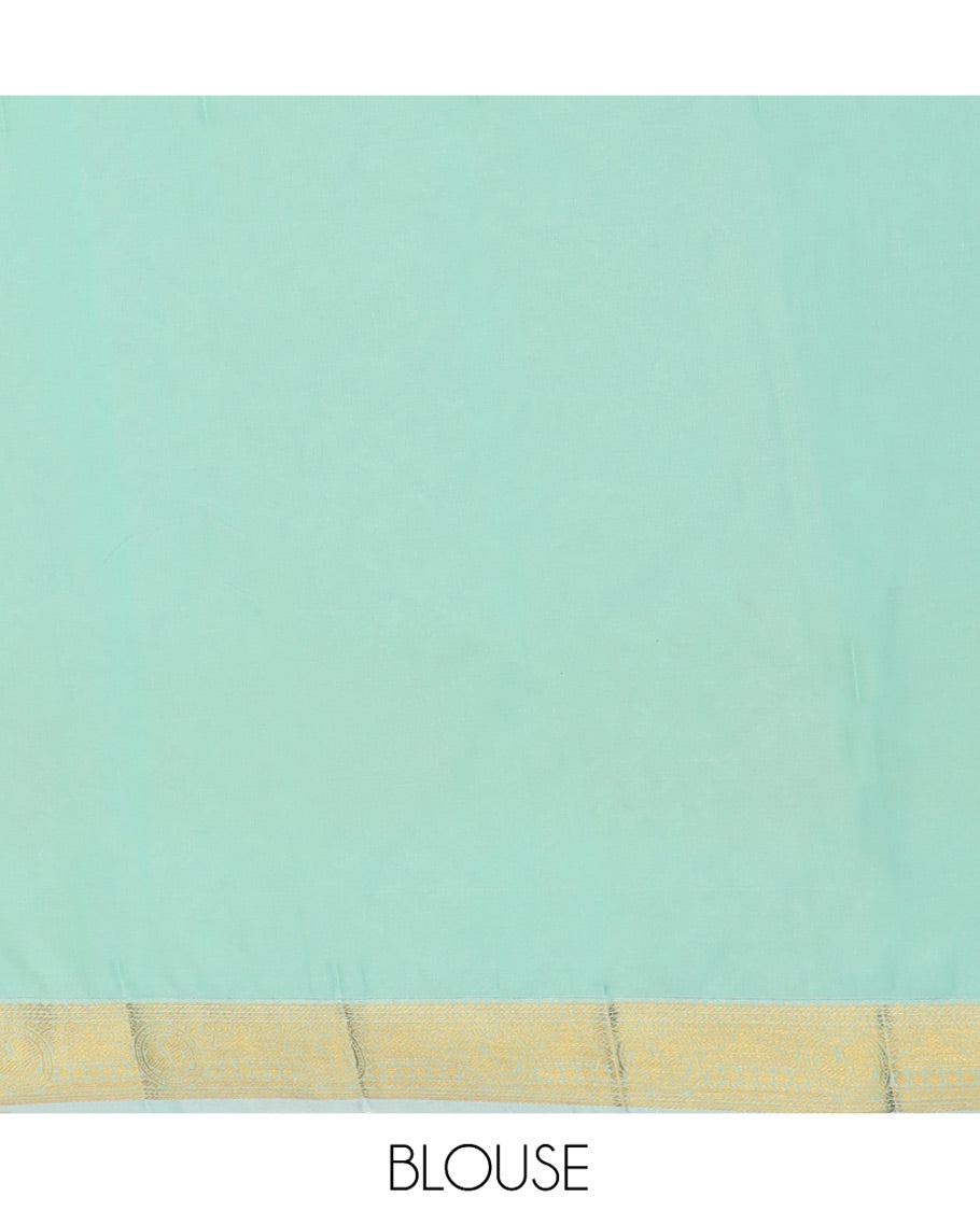 Orange Budget Silk Saree Bedecked with Zari Stripes and Paisley Buttas, Complemented by a Contrast Border of Traditional Zari Designs, Subtly Designed Pallu of Stripes, and Paired with a Contrast Blouse