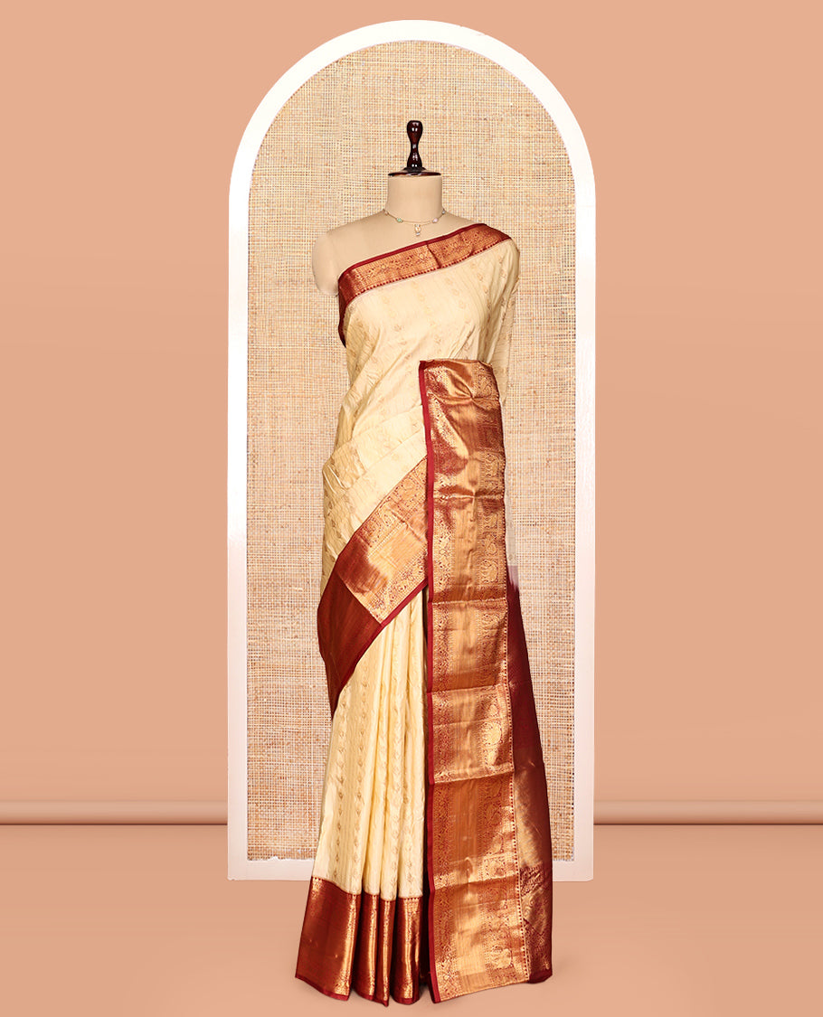 Sandal Zari Buttas Gift Saree