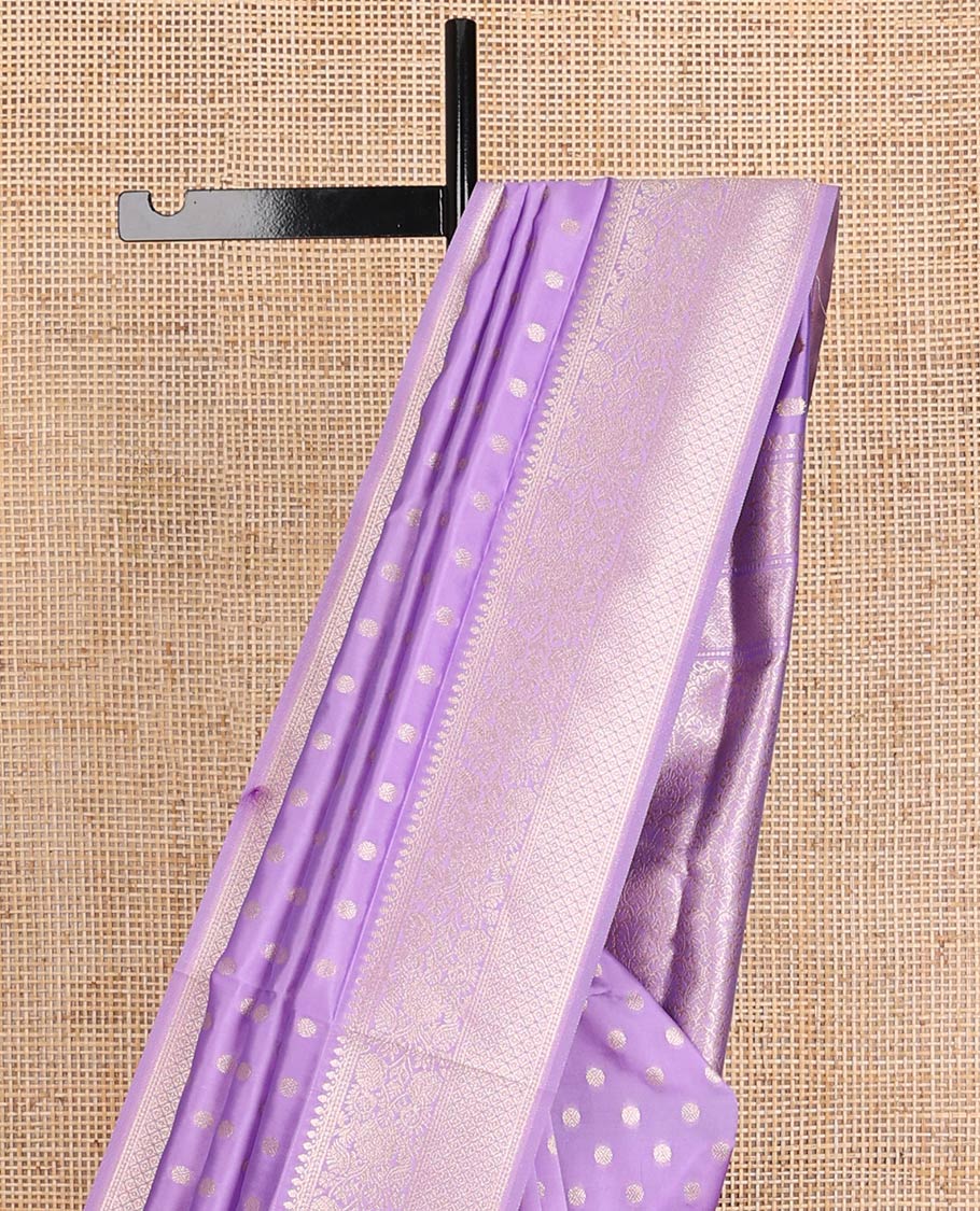 Violet zari buttas butter silk saree, traditional zari design border & zari floral design weave pallu