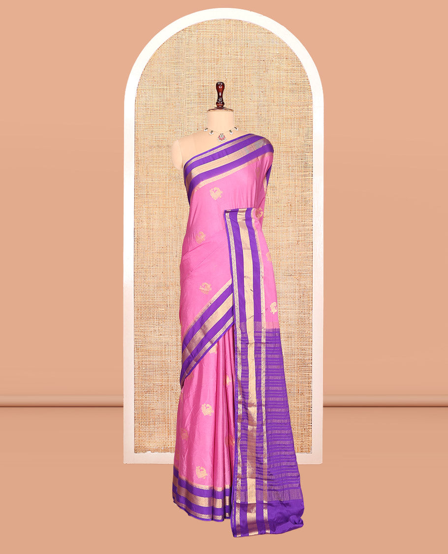 Pink Semi-Mysore Silk Saree