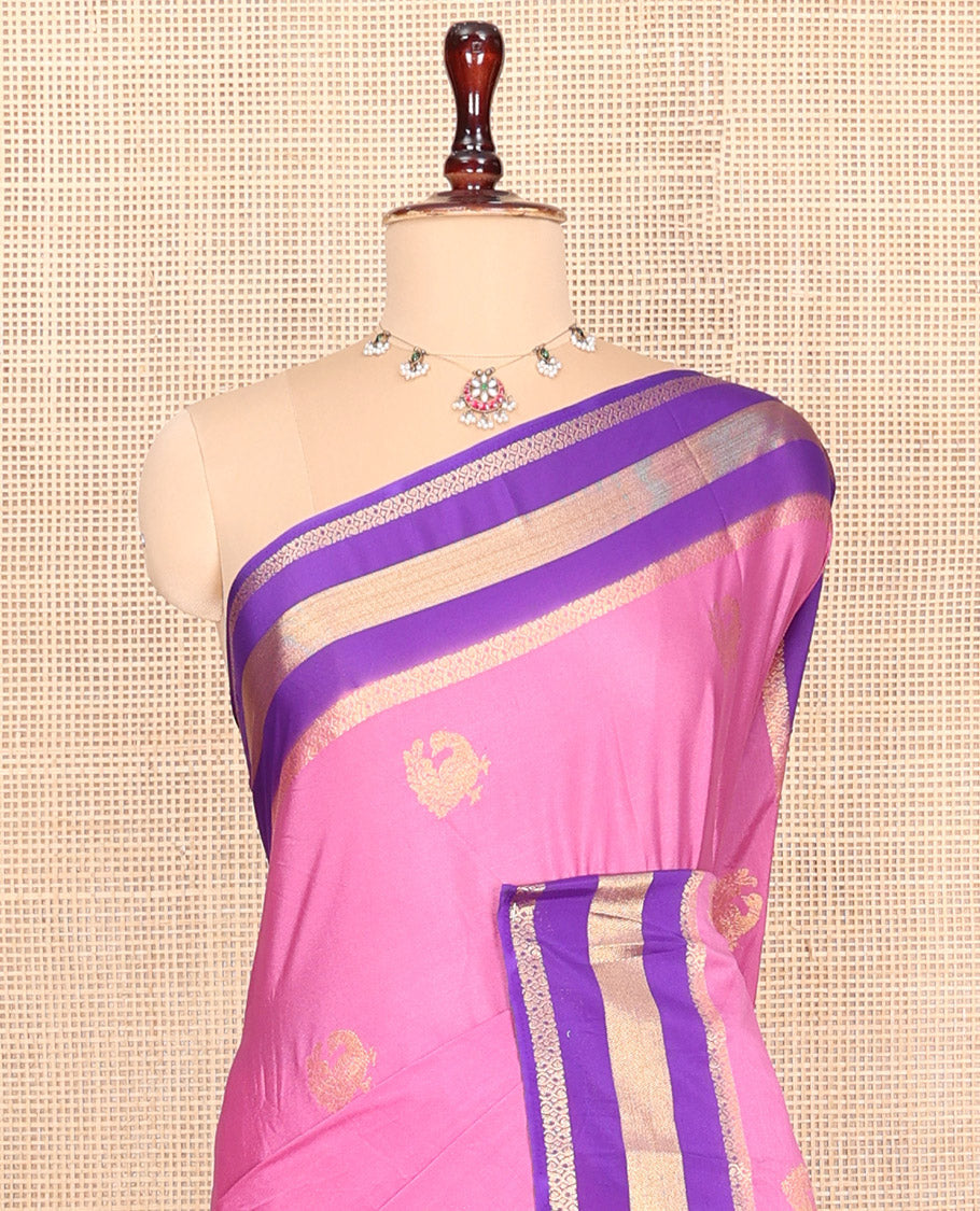 Pink Semi-Mysore Silk Saree