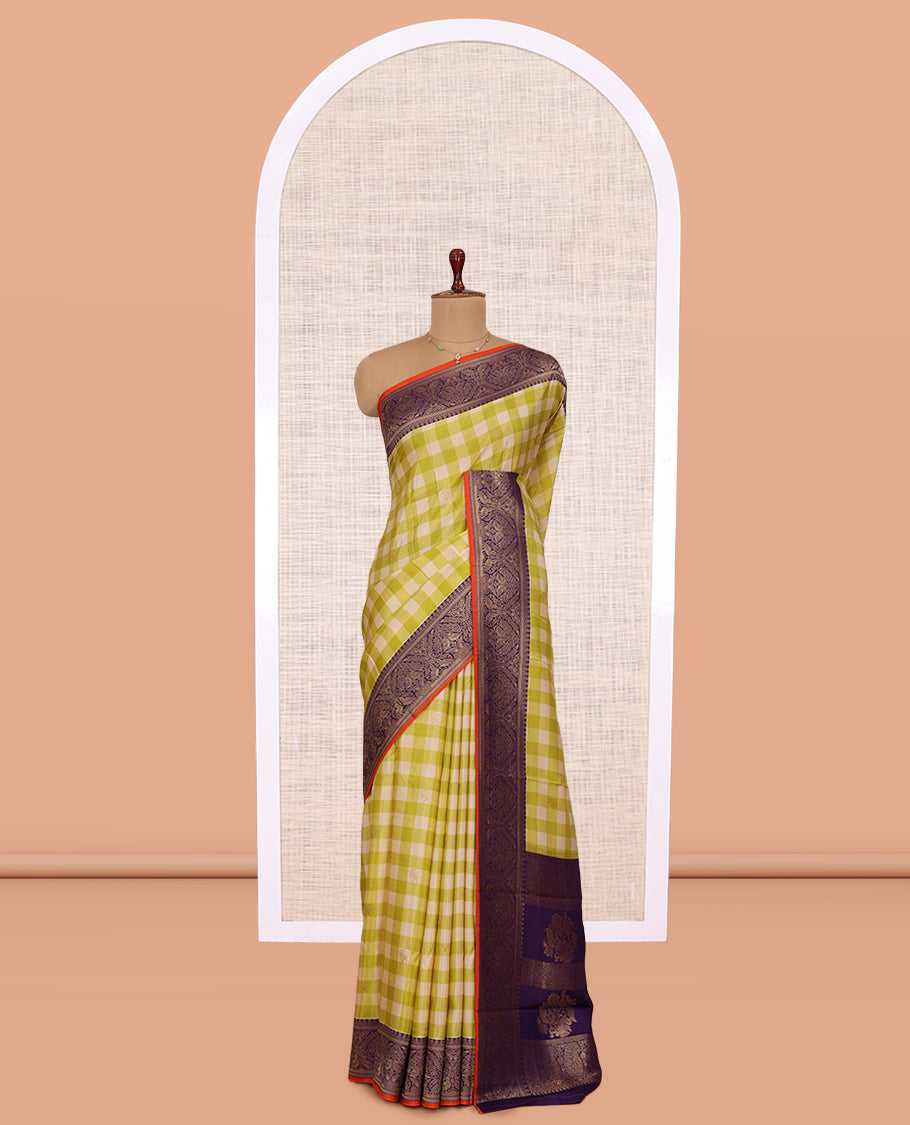 Neon Green Fancy Mysore Silk Saree
