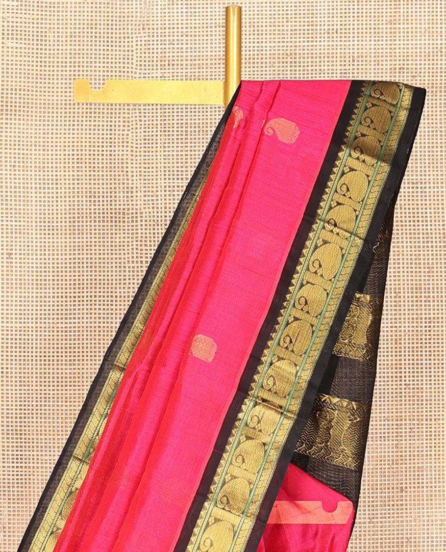 Pink Zari Butta Kuppadam Silk Saree