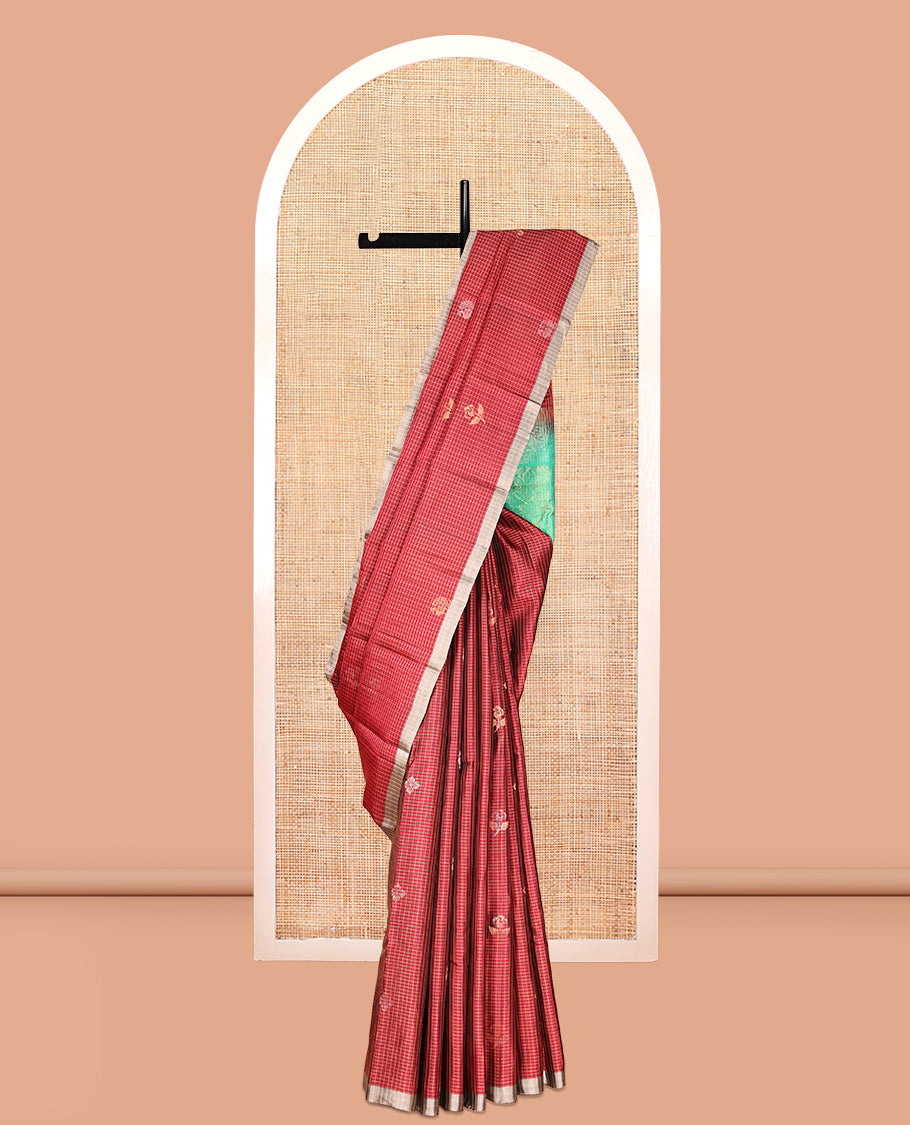 Red Mayuri Lite Silk Mix Saree