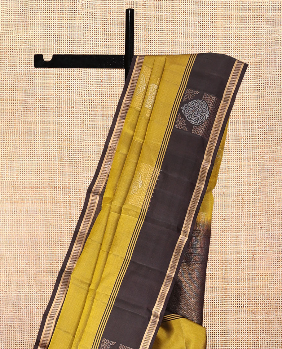 Green Chevron Stripes Mayuri Lite Silk Mix Saree