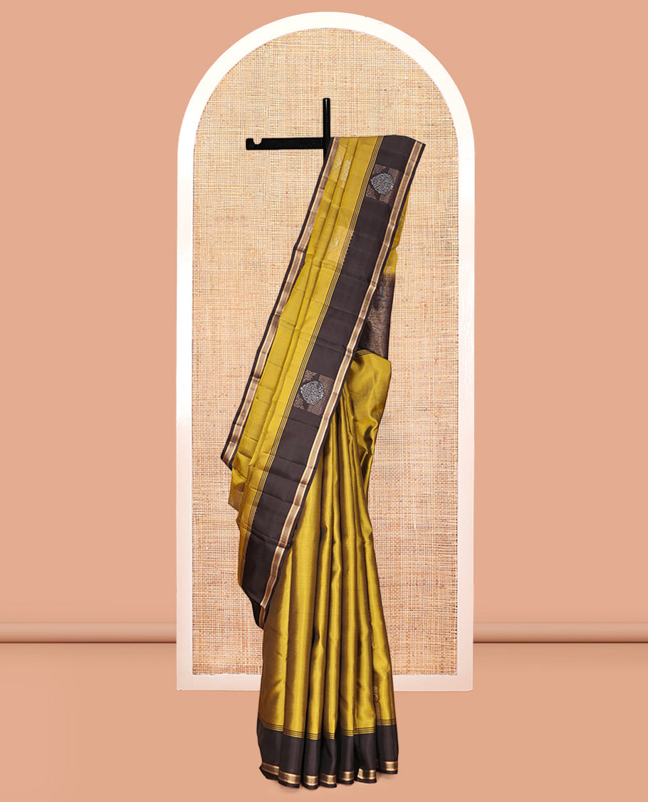 Green Chevron Stripes Mayuri Lite Silk Mix Saree