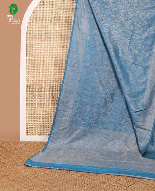 Blue zari brocade weaving design banaras soft silk saree with jacquard border & rich weaving pallu along with brocade blouse