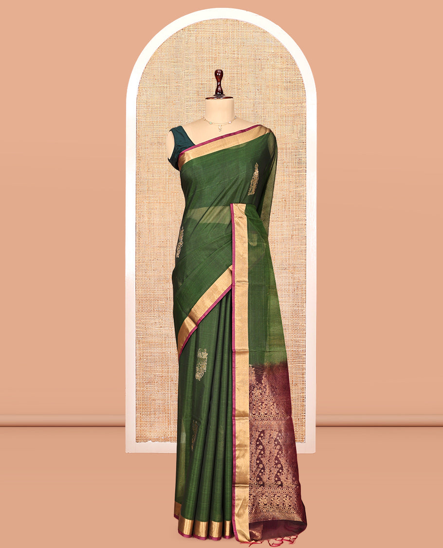 Green Woven Silk Cotton Saree