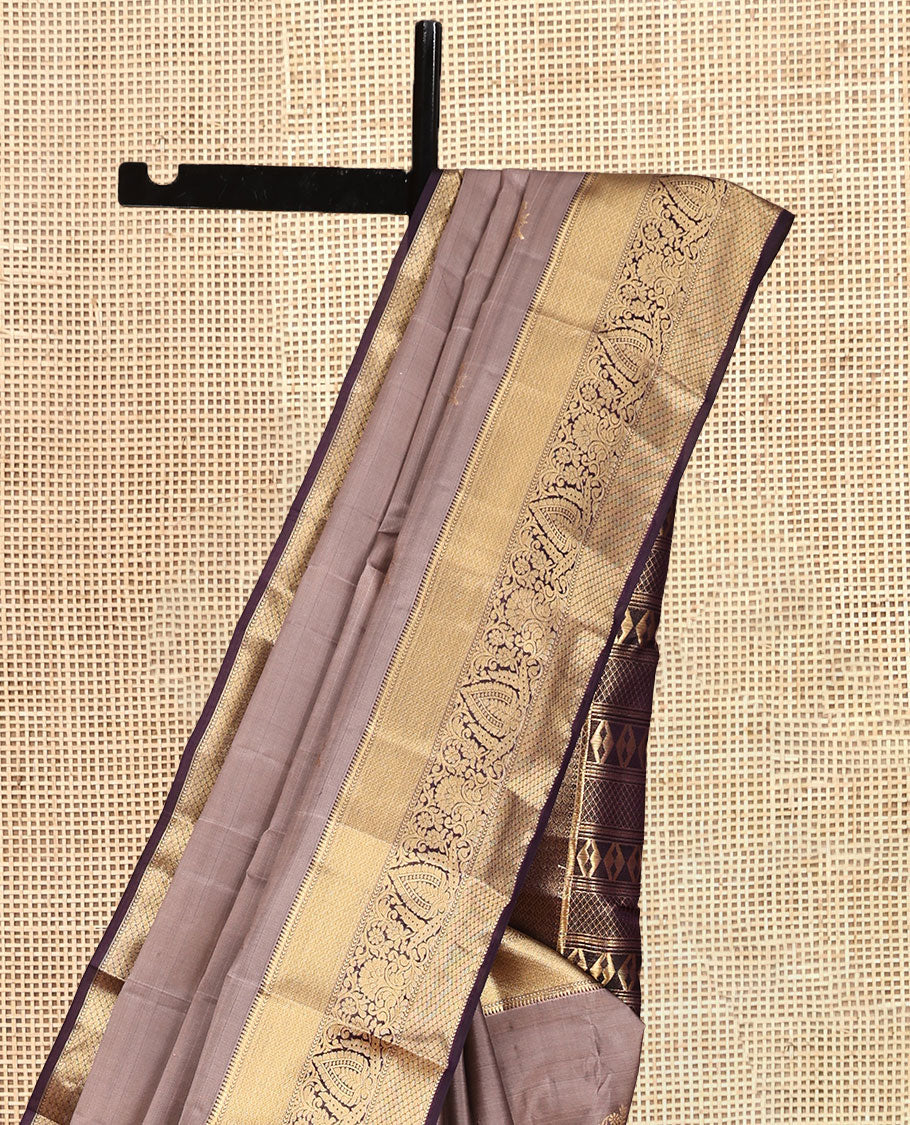Grey Vasundhara Lite Silk Mix Saree, Decked Up with Zari Buttas, a Contrast Traditional  Zari Design Border, Grand Pallu, and a Contrast Blouse