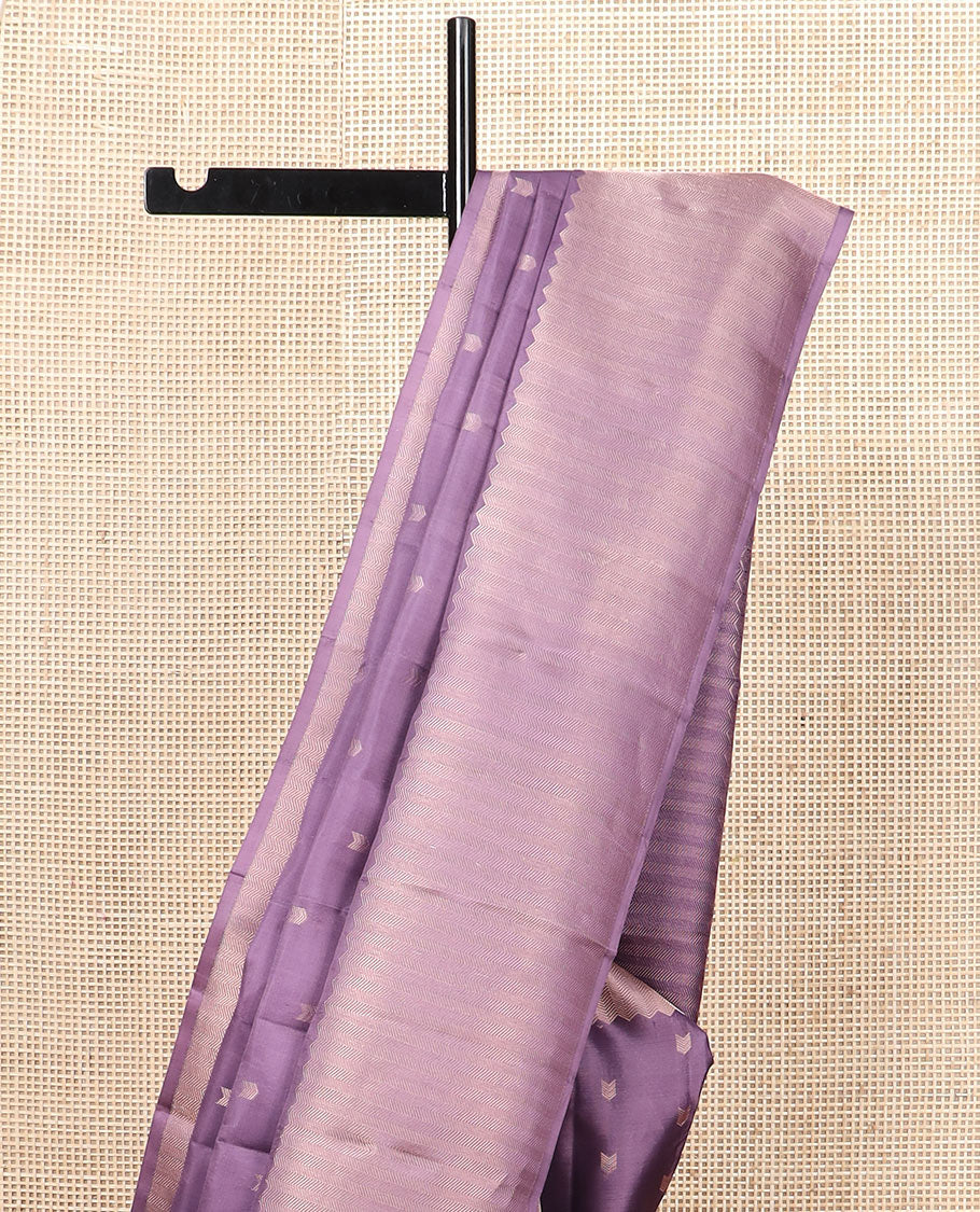 Purple zari buttas silk saree, vanki zari border, and zari-rich jaal pallu