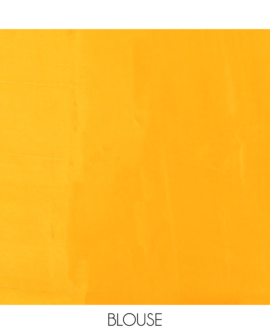 Orange bhandani style design crepe saree with contrast zari border & striped pallu