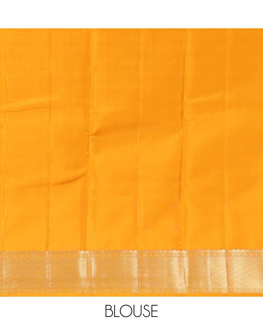 Yellow zari buttas silk saree, traditional zari border and zari-rich jaal pallu
