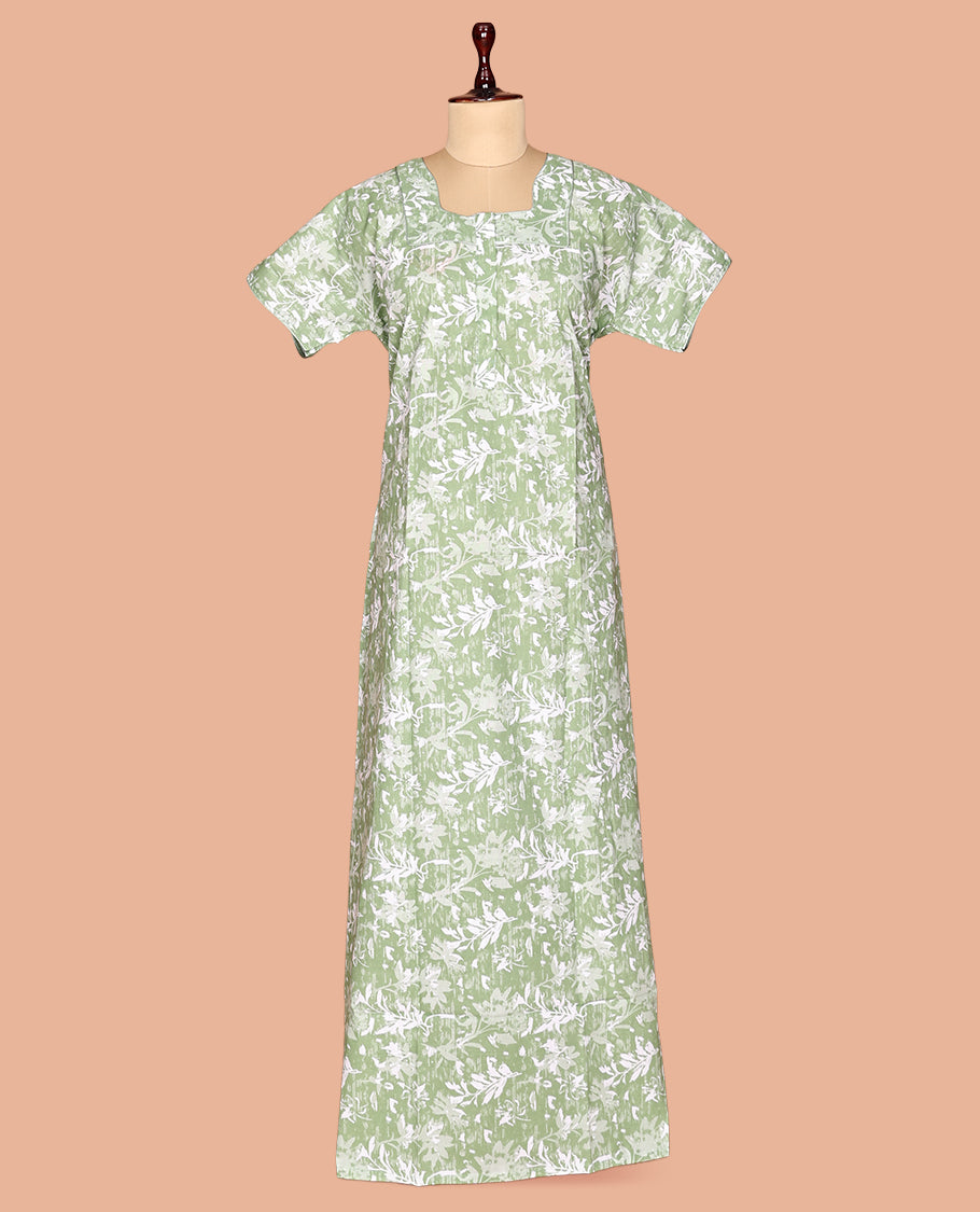 Green Cotton-Blended Nighty